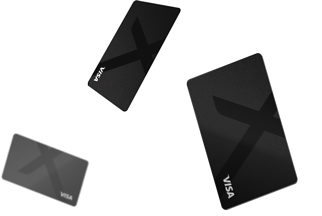 Three floating black visa cards